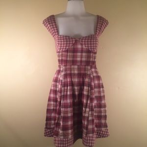 Free People Flare Dress Lederhosen Plaid Size 4